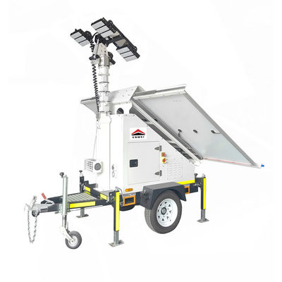 Trailer Lampu Surya Berharga Murah Dengan 4*250W 3*300W Panel Surya Untuk Pekerjaan Malam