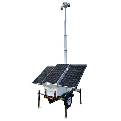 24 / 7 Mobile Surya CCTV Trailer Dengan Kamera Untuk Situs Konstruksi Jauh