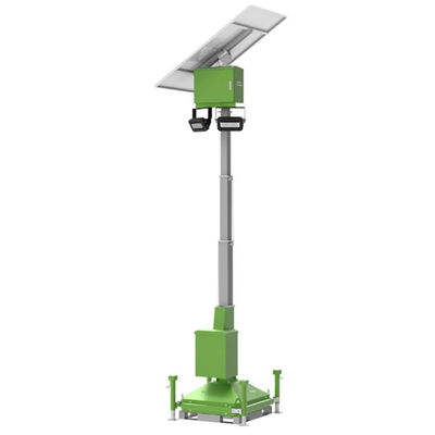 Menara Lampu Surya Mobile Menara Pencahayaan Sementara 2*50W LED Untuk Pencahayaan Jalan