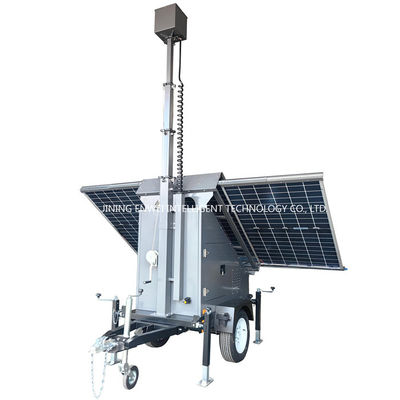 Solar Surveillance Monitor Mobile Security Trailer CCTV Camera Trailer Untuk Pemantauan Bangunan Komersial