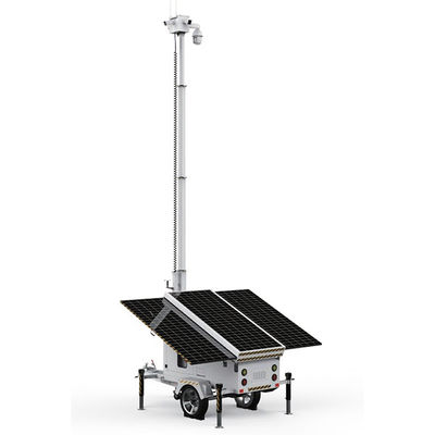 Solar Power Trailer Cold Dip Galvanized Steel Material Untuk Pemantauan Konstruksi