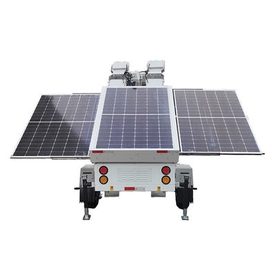 Warna yang disesuaikan Tenaga surya Telescopic Mast Led Tower Floodlighting Light Trailer Untuk pencahayaan daerah terpencil