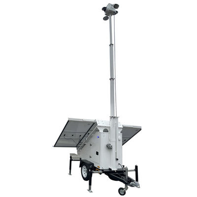 Cctv Kamera Keamanan Trailer Dengan 3 * 400W Panel Surya Untuk Situs Pembangunan Sementara
