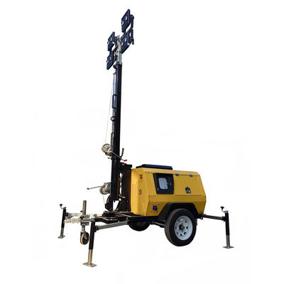 Menara lampu portabel dengan generator diesel 4 * 400W Lampu LED untuk lokasi konstruksi