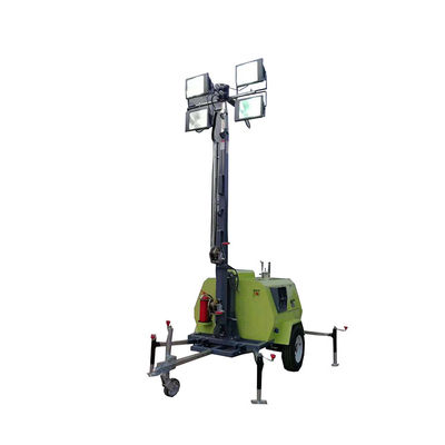 Mudah Dioperasikan 9 Meter Tinggi Mast Diesel Generator Light Trailer Untuk Pemantauan Gudang