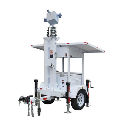 24 / 7 Solar Security Camera Trailer Dengan 6m Electric Mast Untuk Pemantauan Situs Konstruksi