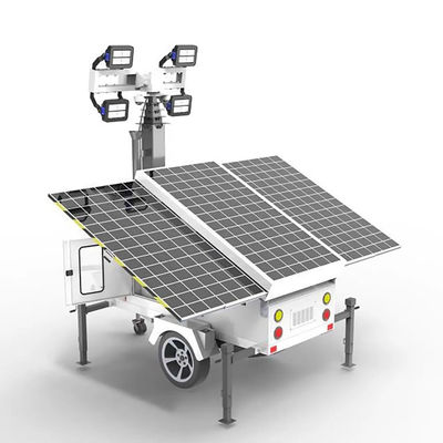 Menara Pencahayaan Surya Portable Dengan Lampu LED 4 * 100W Untuk Pencahayaan Konstruksi Situs