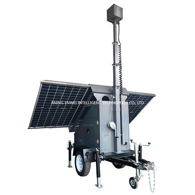 DC 24V Mobile Solar Surveillance Trailer Menara Pemantauan Surya Untuk Pemantauan Pembangkit