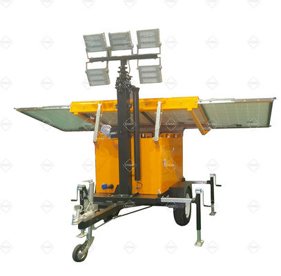Pencahayaan Lampu Lampu Surya Treler Dengan Panel Surya 3 * 460W Untuk Pencahayaan Daerah Terpencil