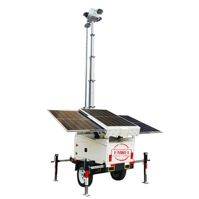 Solar Cctv Trailer Dengan 6m Manual Mast Untuk Pemantauan Situs Konstruksi