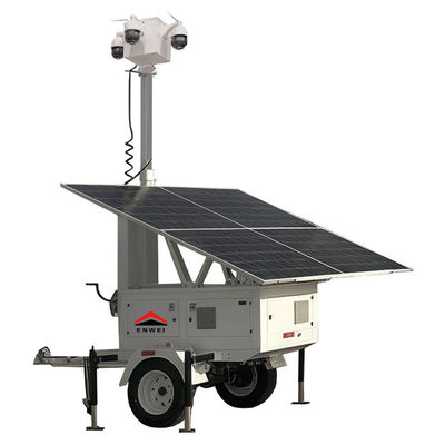 Trailer Keamanan Mobile Surya Dengan Mast Manual 6m Untuk Pemantauan Acara Publik
