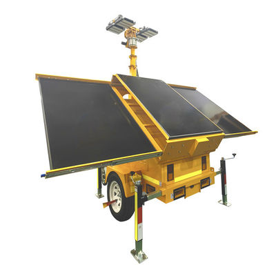 Menara Lampu Kamera Keamanan Surya Trailer Dengan Panel Surya 3*460W
