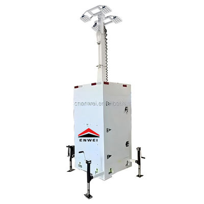 Struktur kompak Menara pencahayaan LED mobile dipasang 4 * 100W Lampu LED untuk pencahayaan sementara