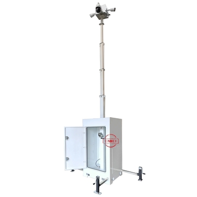 Menara CCTV Keamanan Portabel Kubus Unit Pengawasan Dengan Kamera PTZ 360° Untuk Acara Olahraga