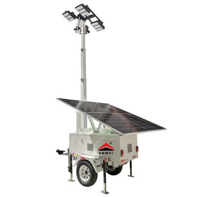 Menara Lampu Surya Mobile Dengan Mast 6m Untuk Lampu Malam Situs Konstruksi
