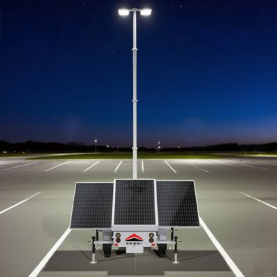High Mobility Solar Power Floodlight Pencahayaan Trailer Untuk Pencahayaan Tempat Parkir Malam