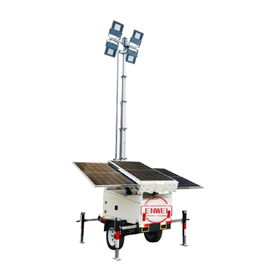 Trailer surya bersertifikat CE dengan lampu LED 4*100W untuk pencahayaan pekerjaan jalan