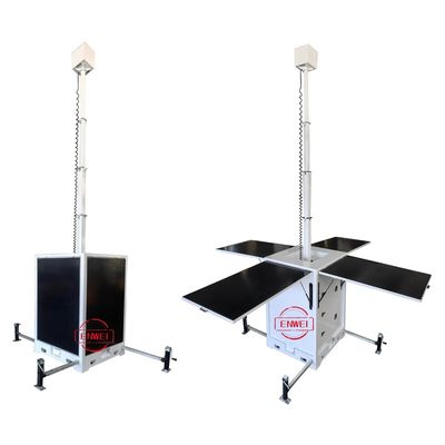 Mobile Surveillance Solar Tower Cube CCTV Unit Dengan Sistem Kamera Untuk Situs Konstruksi
