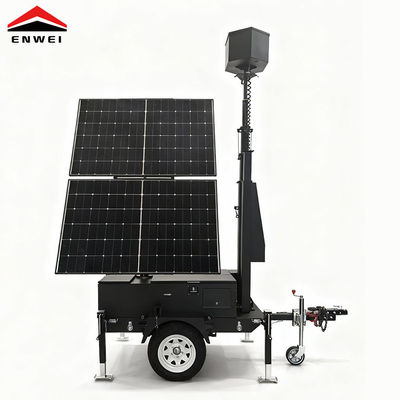 Trailer CCTV Mobile Off-Grid dengan Dua Panel Surya untuk Situs Sementara