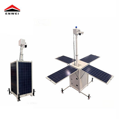 Menara CCTV Mobile Pengerahan Cepat Menara Cctv Surya Dengan Empat Panel Surya 350W Untuk Pengawasan Situs Konstruksi