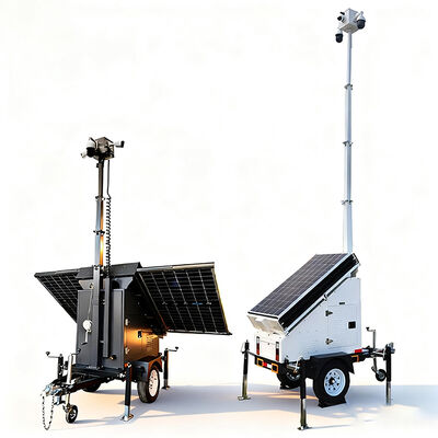 Outdoor Security Solar Camera Trailer With IP65 Waterproof Casing Untuk Surveillance Daerah Jauh
