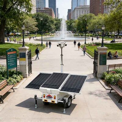 Panel Surya Besar Kamera Keamanan Cctv Trailer Kamera Surya Portable Trailer Untuk Pemantauan Jalan