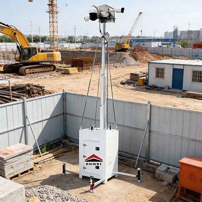 Menara pengawasan portabel perspektif luas Menara CCTV mobile untuk pemantauan pekerjaan konstruksi