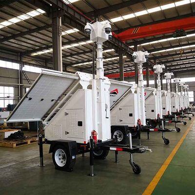 Reliable Structure Portable Solar Panels Camera Security Trailer Mobile Solar Camera Trailer For Factory Monitoring